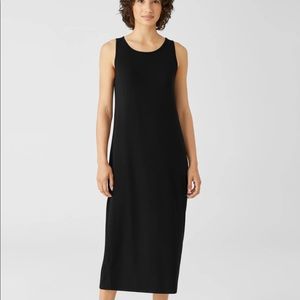 Eileen Fisher S/P Black Scoop Neck F/L Dress